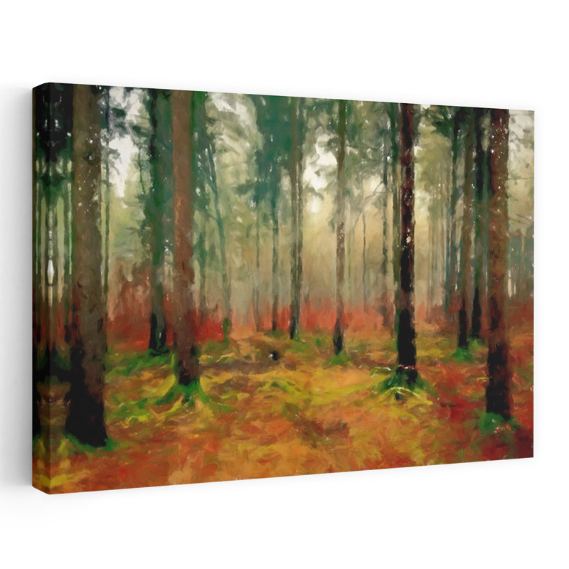 Forêt d'automne, art abstrait contemporain, paysage de forêt, H 16 po x l 24 po
