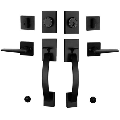 Handleset with Deadbolt and Camelot Door and Rosette
