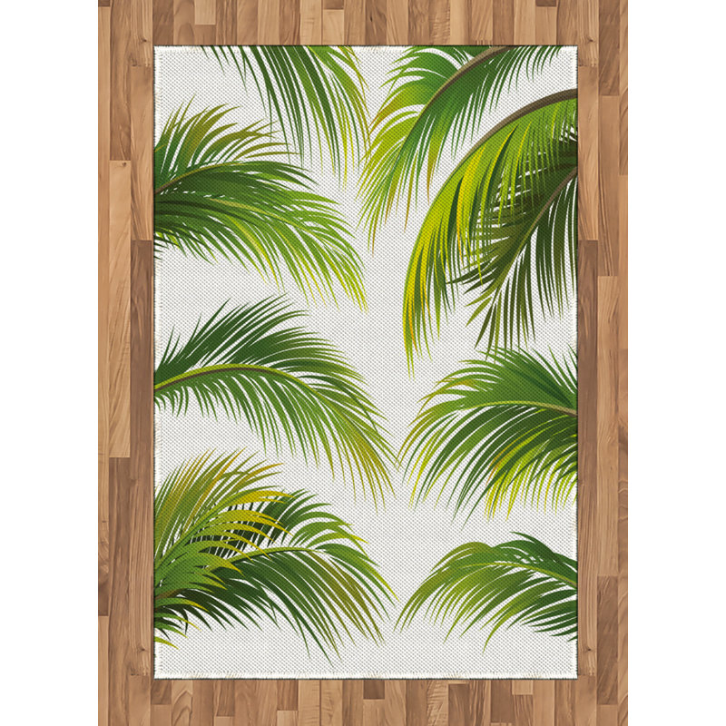 Tapis décoratif à haute densité en fibres de polyester Palm Leaf, Rectangle— 4 pi x 5 pi 8 po
