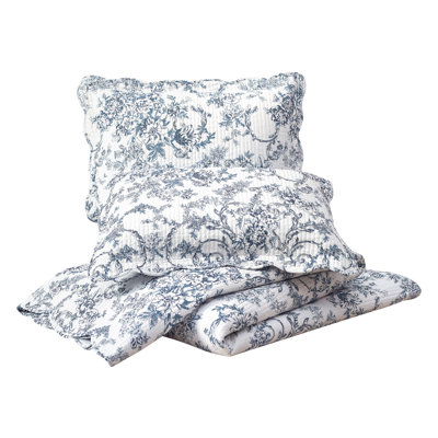 Garden Toile 3-Piece Reversible Quilt Set