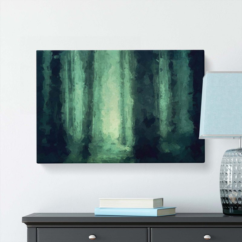 Green Misty Forest in Abstract - Wrapped Canvas, 35cm H x 50cm W x 3cm D