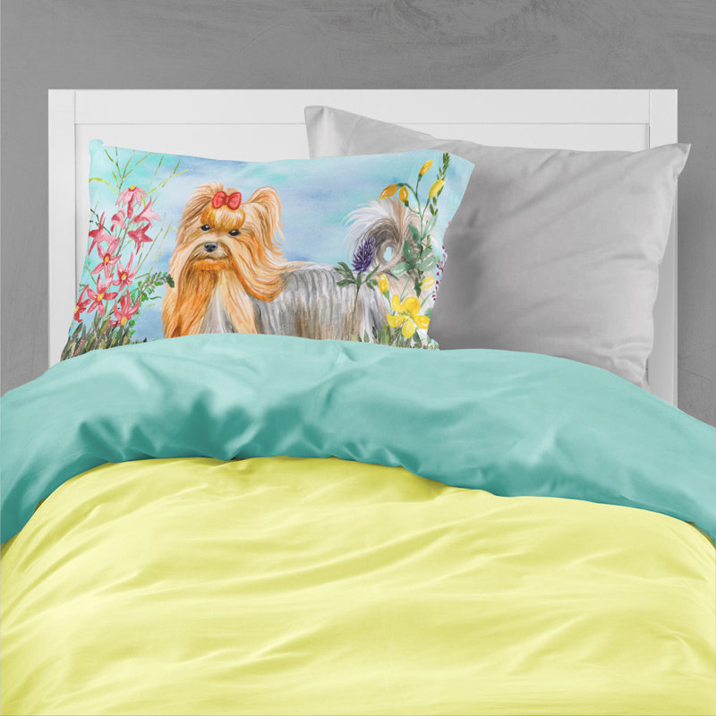 Taie d’oreiller spring, Yorkshire Terrier blond et gris