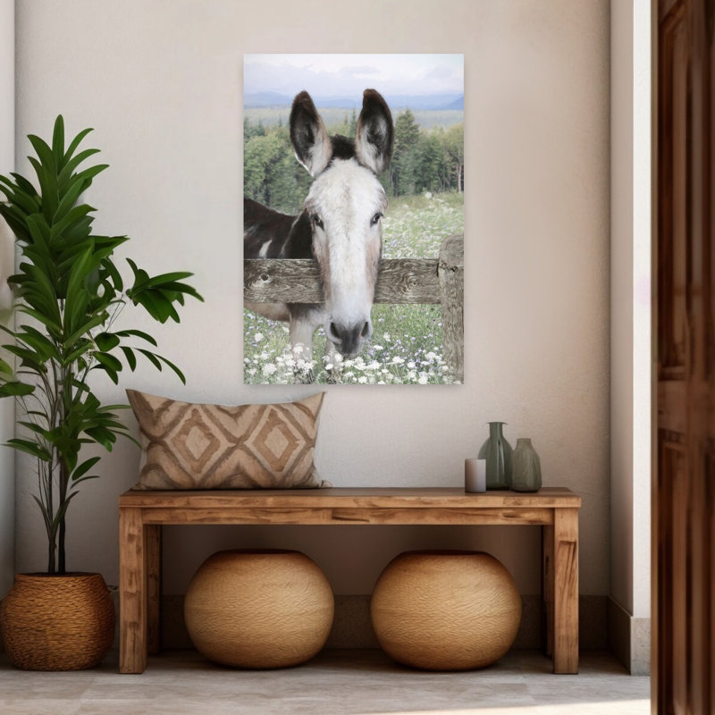 «Curious Donkey Abstract Contemporary Horse Landscape Nature», art mural, H 48 po x l 32 po