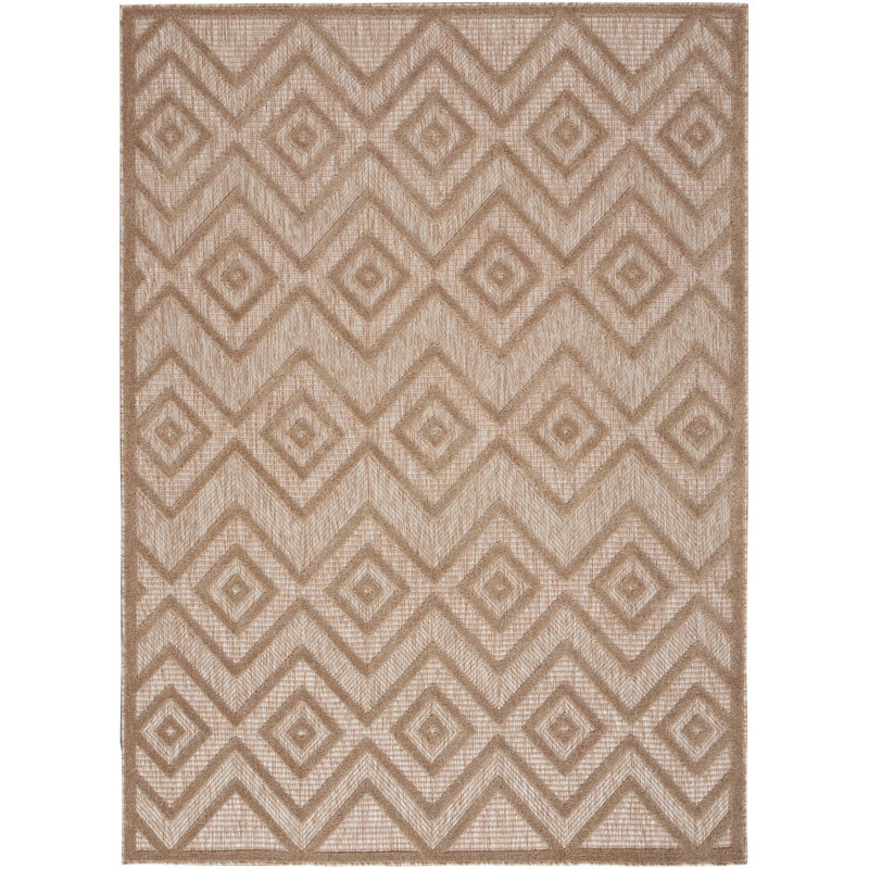 Foundry Select Versatile Diamond Natural Beige Indoor/Outdoor Area Rug, Rectangle 2' x 4'