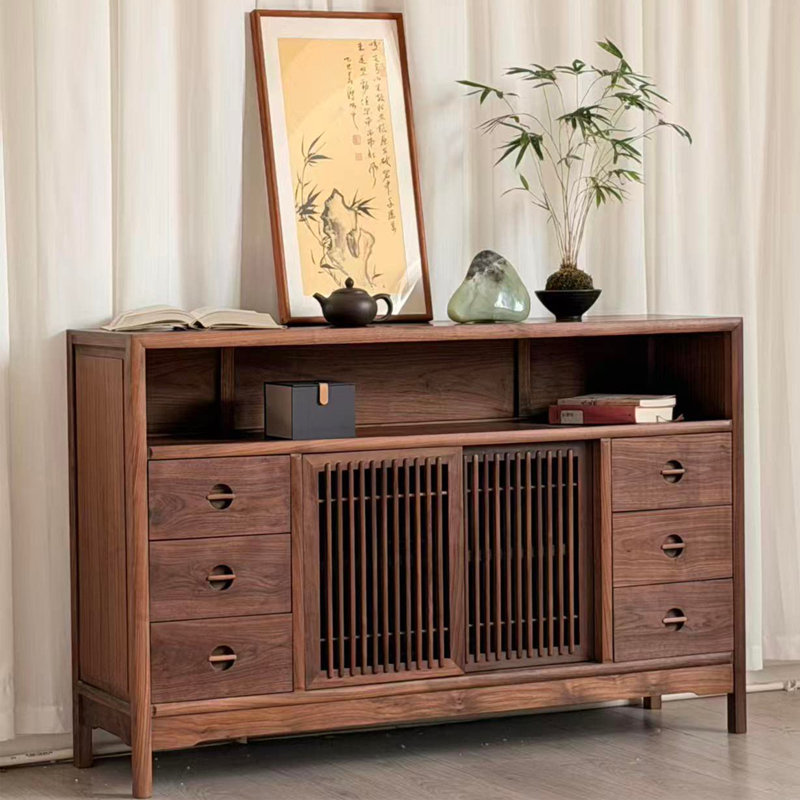 Nouvelle armoire d'entrée en bois massif de style chinois, H 35,4 po x l 63 po x P 15,7 po