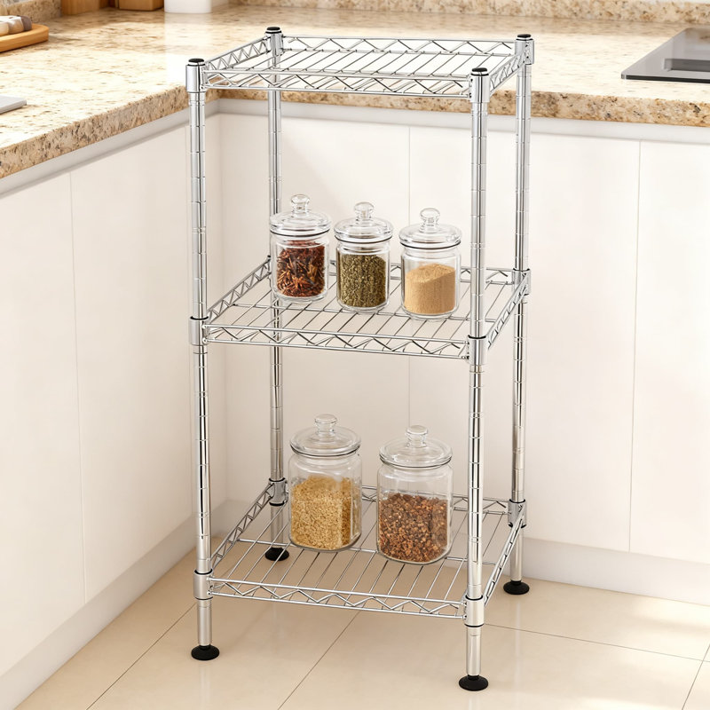Étagère grillagée robuste à 3 niveaux pour rangement de salle de bain