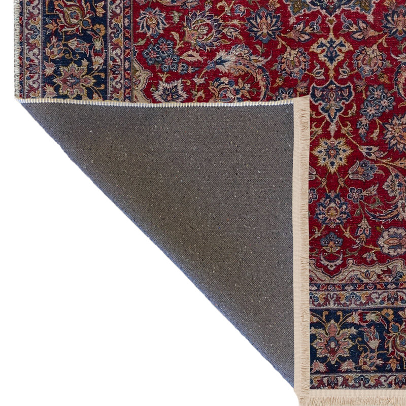 Tapis décoratif rétro bourgogne-beige, Rectangle 4 pi 11,06 po x 7 pi 6,55 po