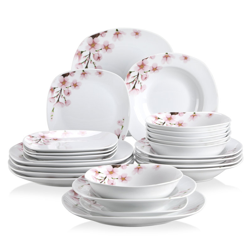 Buran 24 Piece Porcelain China Dinnerware Set - Service for 6