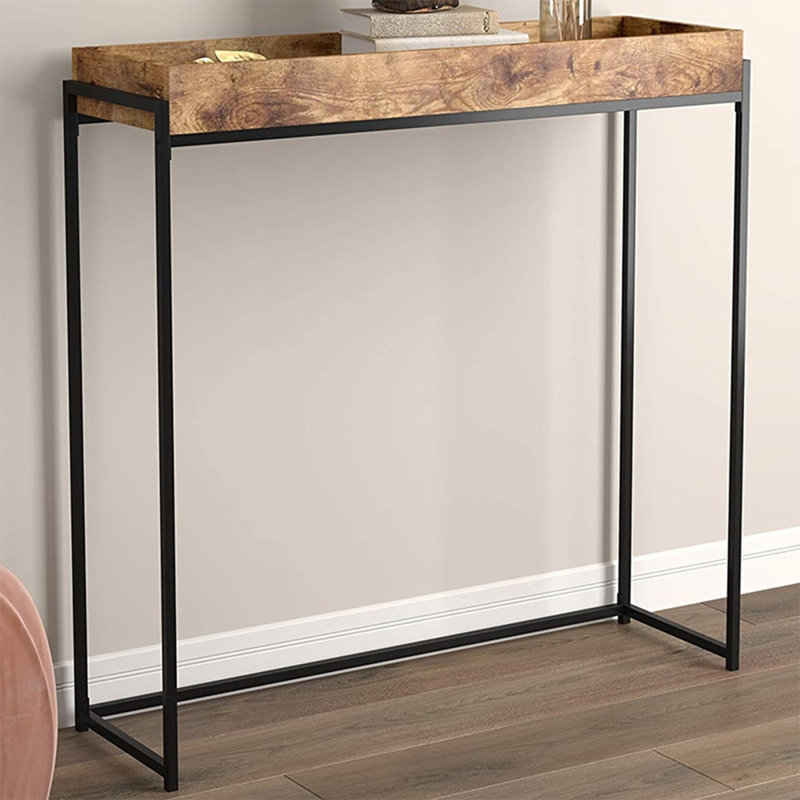 Image couleur de la console rectangulaire en bois manufacturé, H 31,5 po x L 35,43 po x l 9,84 po