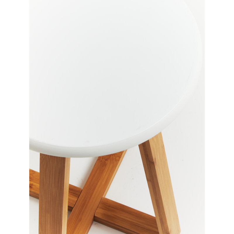 Adair Solid Wood Accent Stool, White