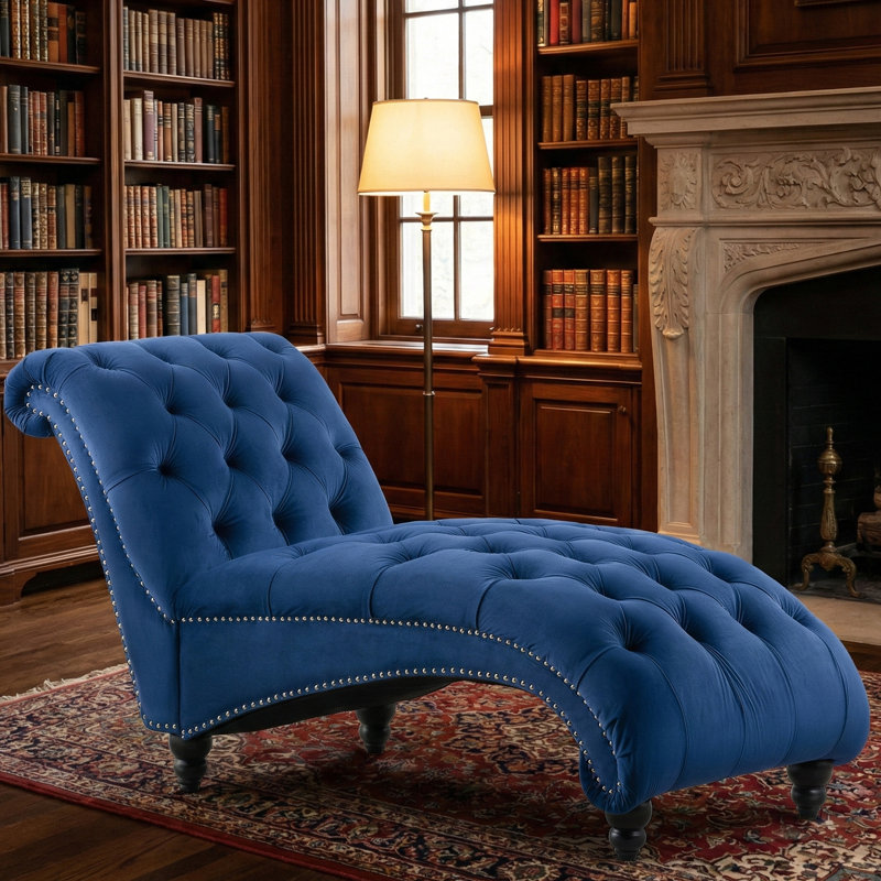 Chaise longue sans accoudoirs 62,8 po, Noir, Bleu