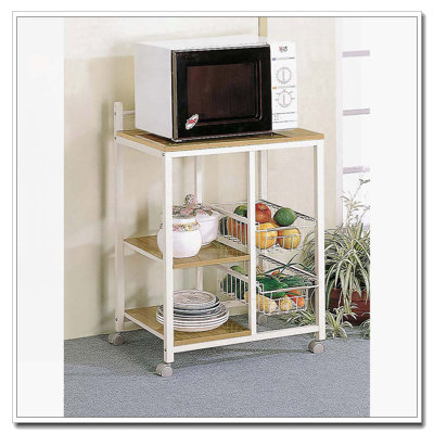 Natural Brown and White Kitchen Cart