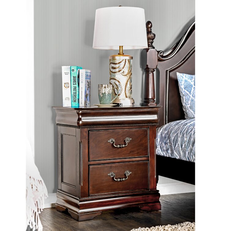 ACME Furniture Louis Philippe III 2 Drawer Bedroom Wood Chest Nightstand,  Cherry 