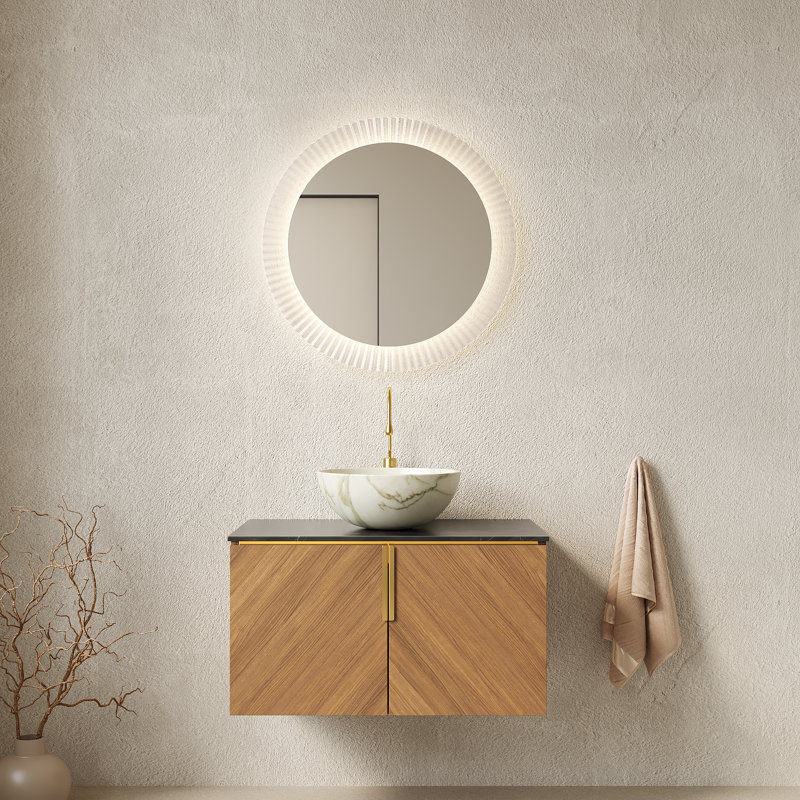 Meuble-lavabo flottant avec lavabo vasque, 30", bol, Céramique blanche