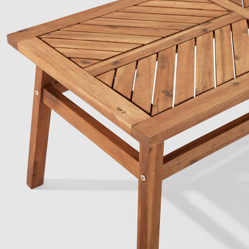 Lewes Rectangular Acacia Solid Wood Outdoor Coffee Table - 107 cm W 51 cm D, Brown