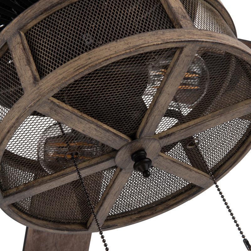 Ventilateur de plafond de style cage à 5 pales en grain de bois de style campagnard 52 po Milly, Chaînette