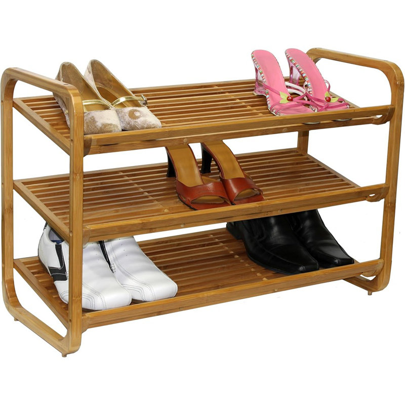 Range-chaussures à 3 niveaux en bambou