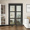 Portes pliantes pliantes en bois manufacturé double en verre givré 32 po x 80 po H 32 po x 80 po avec quincaillerie d'installation