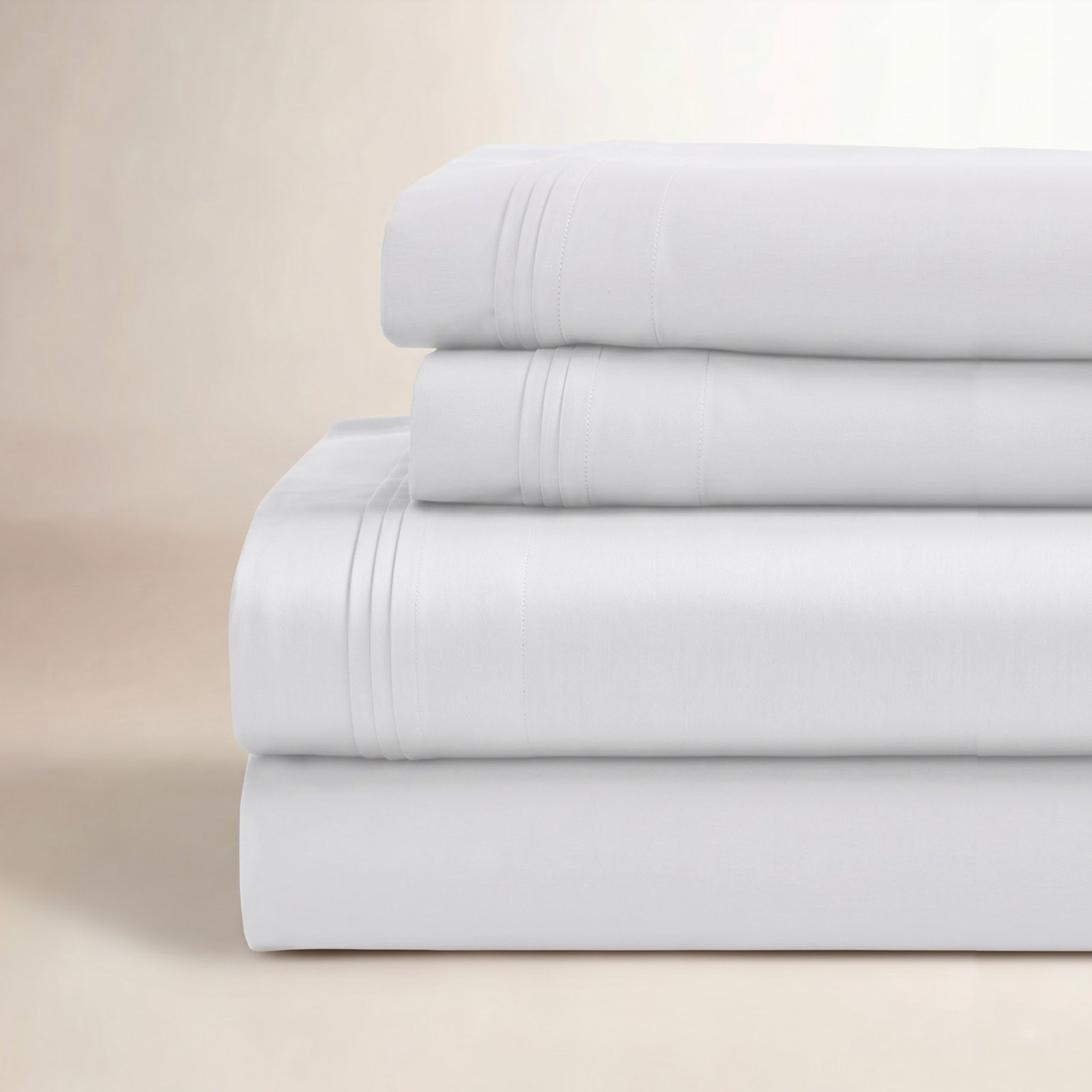 Cotton Sheet Set, King Sheet Set with 2 Pillowcases, Platinum