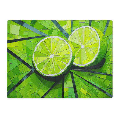 Sliced Lime Geometric  Glass Chopping Board
