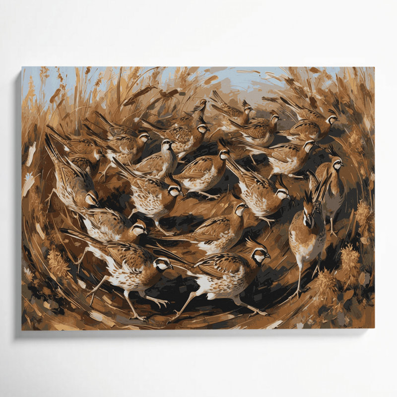 Oiseaux, art mural brun sur toile, H 11 po x l 14 po
