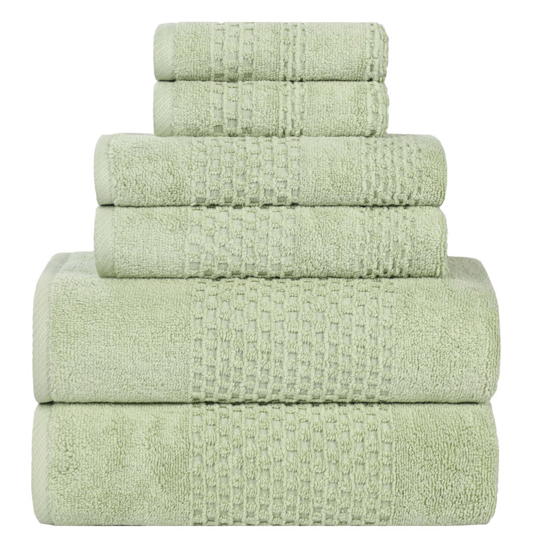 Ensemble de serviettes texturées gaufrées en coton gaufré de poids moyen Playa Zero Twist, Ensemble 6 serviettes de bain