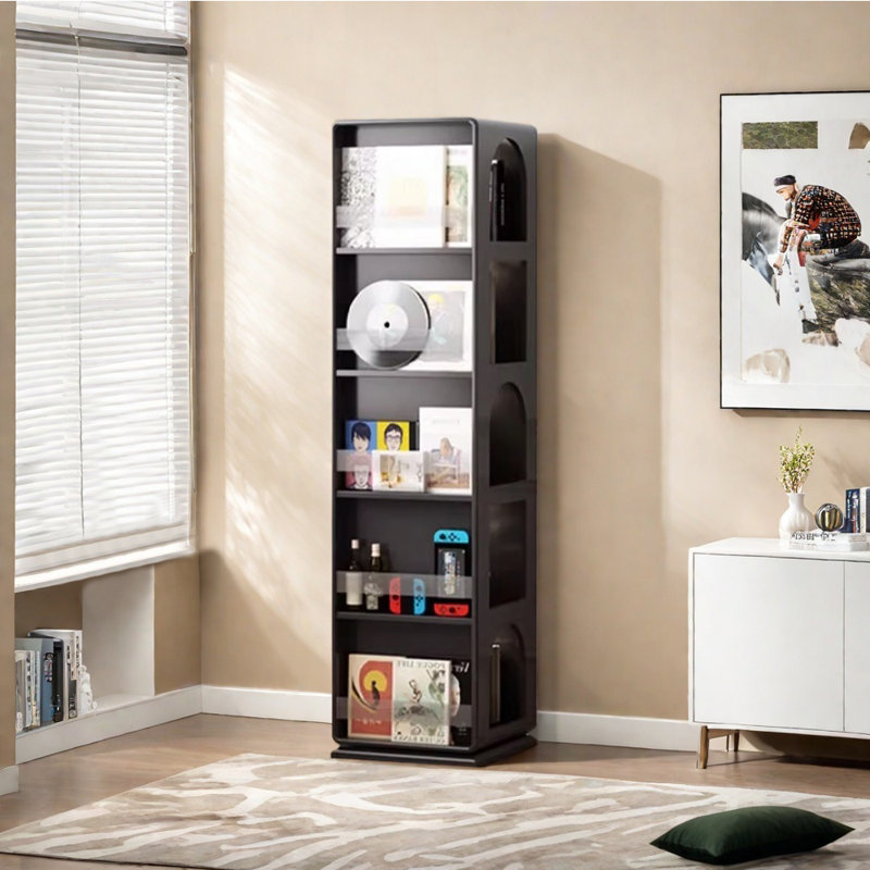 French style floor mounted rotatable bookcase, Black