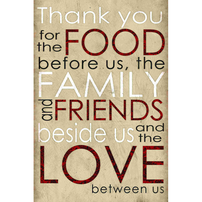 «Food Family Friends», impression sur toile tendue, L 12 po x H 18 po