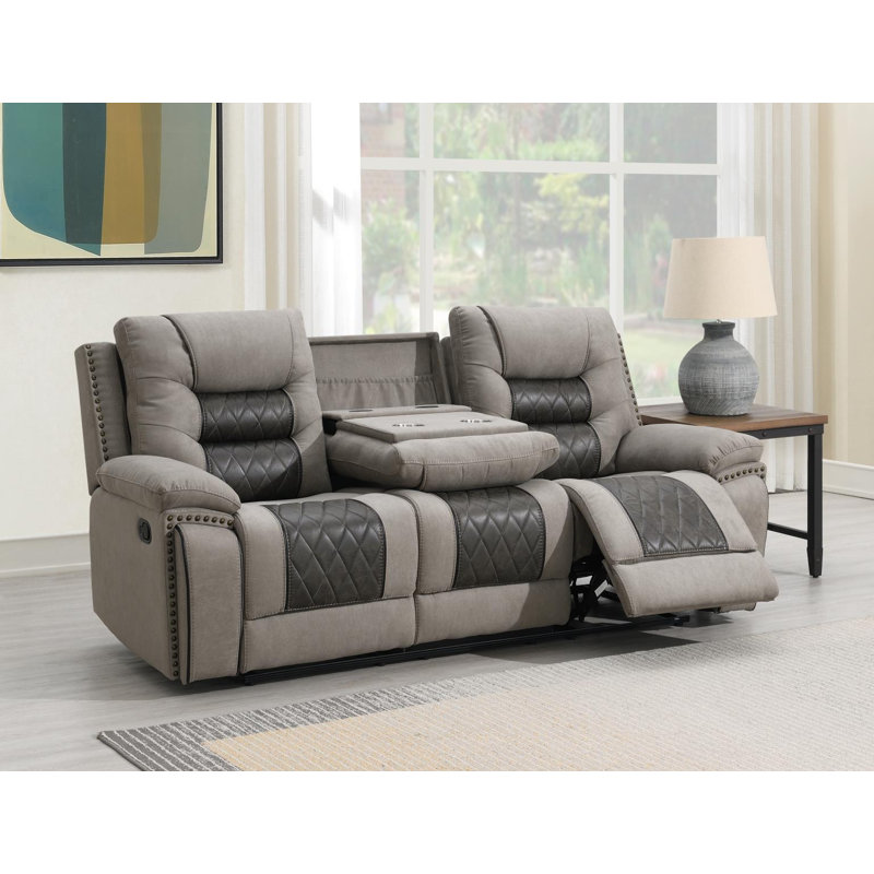 Upholstered Home Theater Seating with Cup Holder
