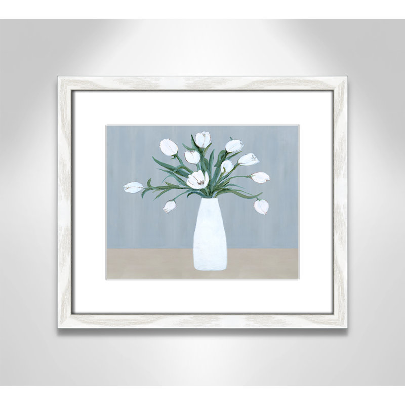 «Milk Glass Arrangement II» par - Print, H 15 po x l 13 po x P 0,75 po, Cadre blanc