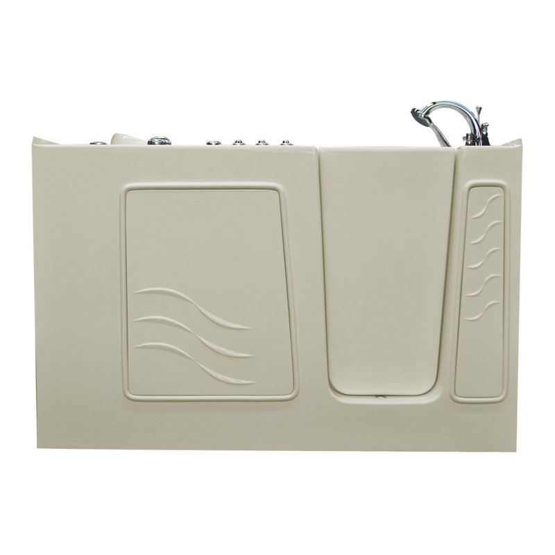 Tucson 60'' x 30'' Fiberglass Bathtub with Faucet, Right, Biscuit