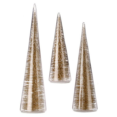 Bristle In Glass Tree Set-3 Pcs