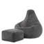 icon Dalton Cord Adults Bean Bag Recliner and Pouffe, Ready Filled Beanbag and Footstool Navy Blue-66033495