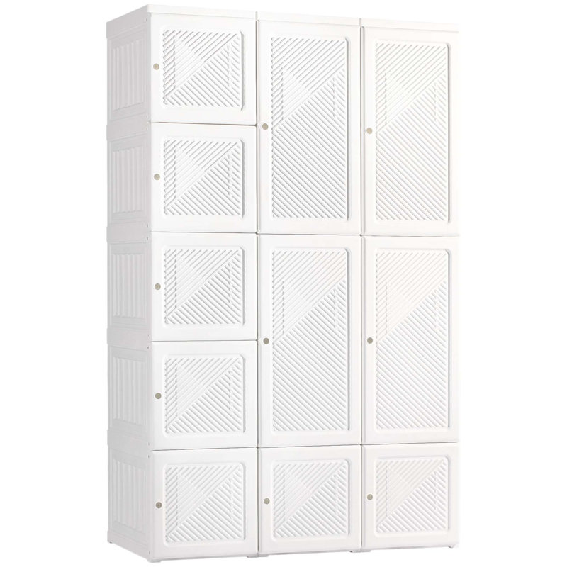 Garde-robe pliante portative avec 11 compartiments cubiques, une tringle et des portes magnétiques pour un rangement efficace