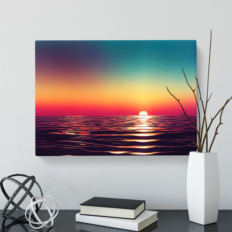Hypnotic Ocean Sunset - Wrapped Canvas, 35cm H x 50cm W x 3cm D