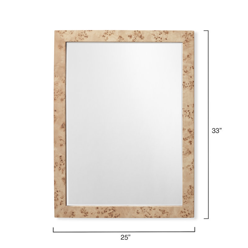 Chandler Flat Solid And Engineered Wood Wall Mirror, Natural