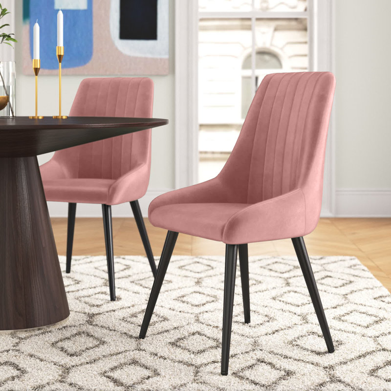 48cm H Tufted Velvet Upholstered Side Chair, Pink