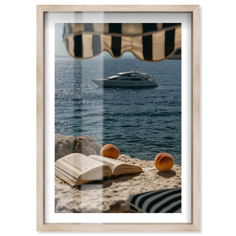 «Yachting Yarn I Shadowbox Print Travel Art Prints» par Notoriart, cadre blond, 31 x 46, H 46 po x l 31 po, Crème, crème