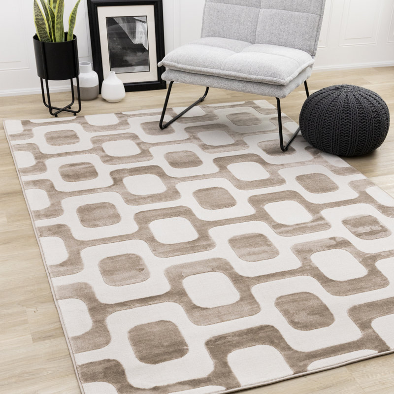 Tapis géométrique abstrait Trinesha Vinatge, Rectangle 5 pi 3 po x 7 pi 7 po
