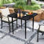 Table de salle à manger de patio 31,5 "pour 4 personnes, table d'extérieur carrée en métal, noir