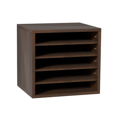 5 Compartments Office Mailbox with Adjustable Shelves, Wood Literature Sorter