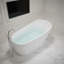 Baignoire de trempage autoportante contemporaine en acrylique de 55 po avec trop-plein et drain chromés, finition blanche ultrabrillante, certifiée cUPC