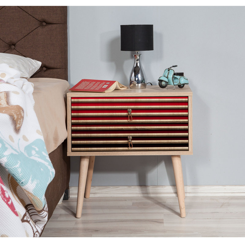 Scarlet 60cm W Manufactured Wood Bedside Table