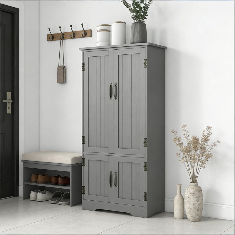 Armoire de maison de ferme, armoire de rangement d'appoint, armoire de cuisine autoportante, Gris
