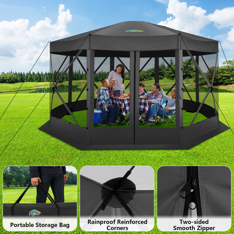 15x15ft Extra Large Pop-Up Gazebo Canopy Tent with Mosquito Netting, Black