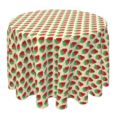 Fabric Textile Products, Inc. Round Tablecloth, 100% Cotton, 60 Round", Strawberry Picnic Plaid