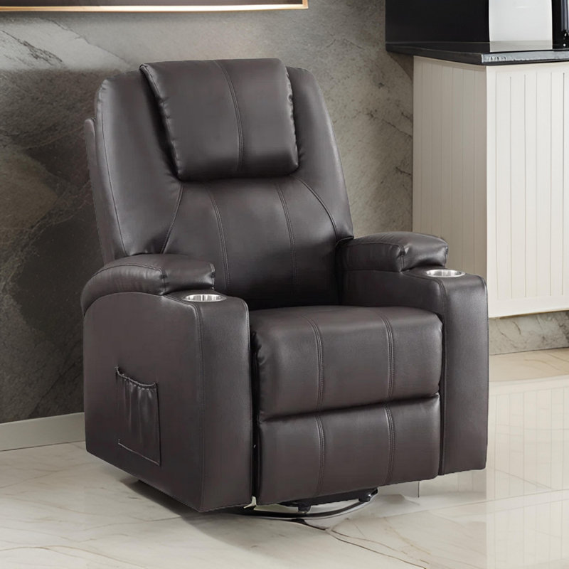 Fauteuil inclinable Evans, Similicuir brun foncé