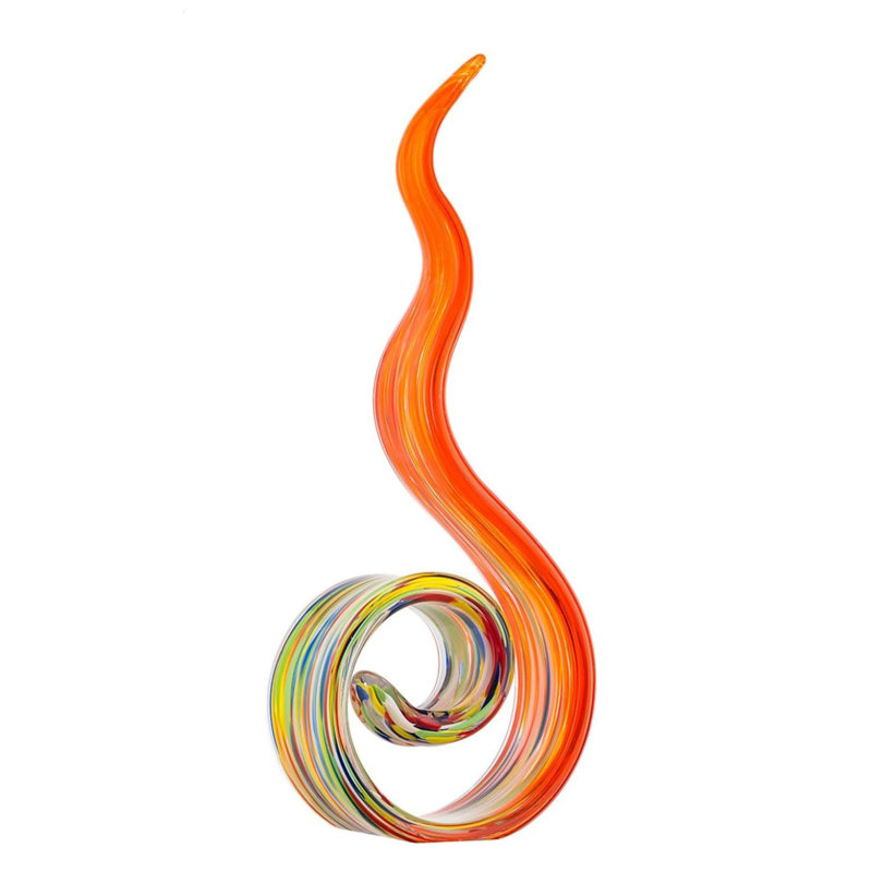 Sculpture en verre soufflé à la main de 11,4 po de hauteur - rouge coloré