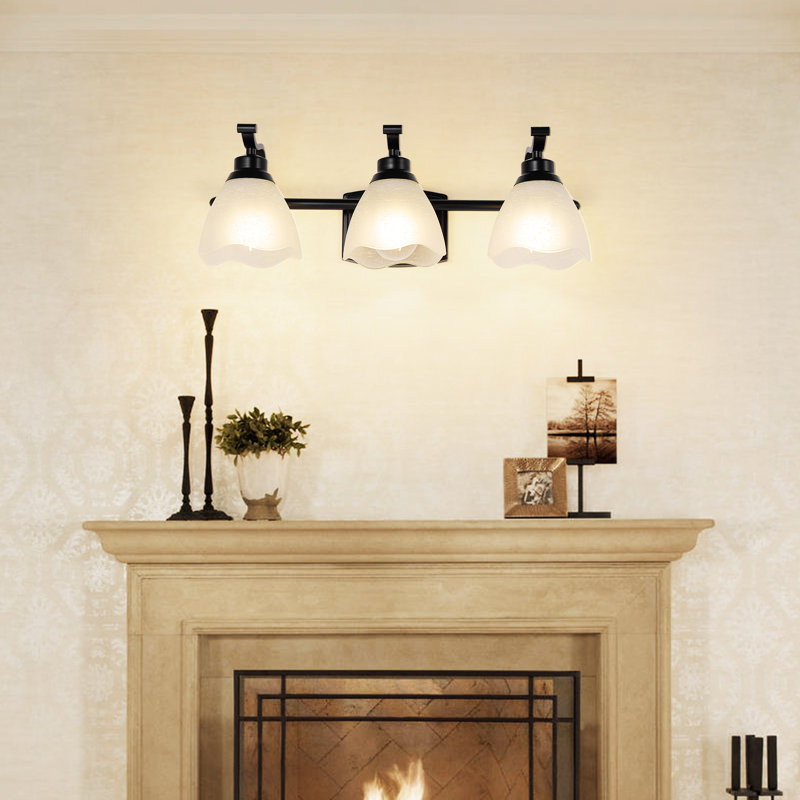 3 - Light Dimmable Bath Wall Sconce, Black