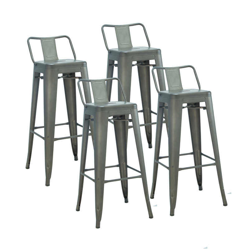Alaoui Bar Stool, Bar Stool (30” Seat Height), Gunmetal Gray
